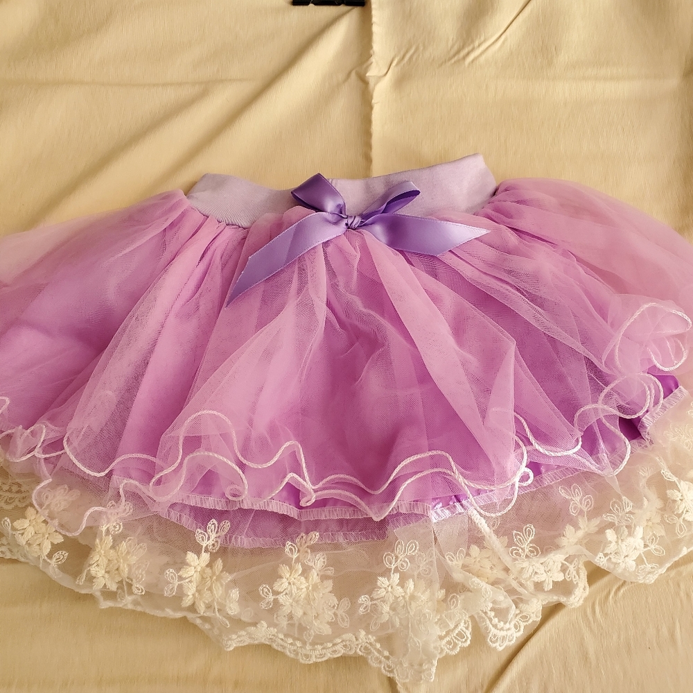 Beautiful Purple Laced Tulle Girls Tutu Skirt